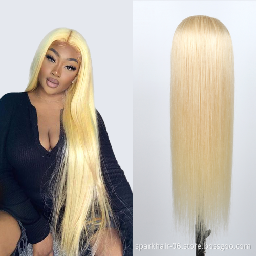 100% Mink Raw Virgin Cuticle Aligned Brazilian Blonde Lace Frontal Wig Human Hair 613 transparent Lace Front Wigs With Baby Hair